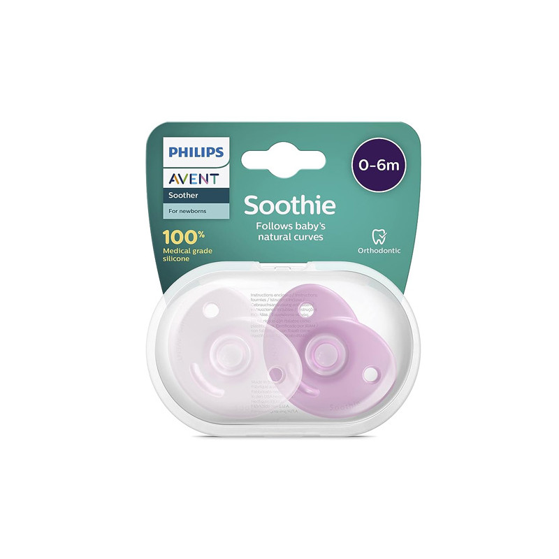 Avent Chupete Shootie Silicona Rosa 0-6m 2 Uds