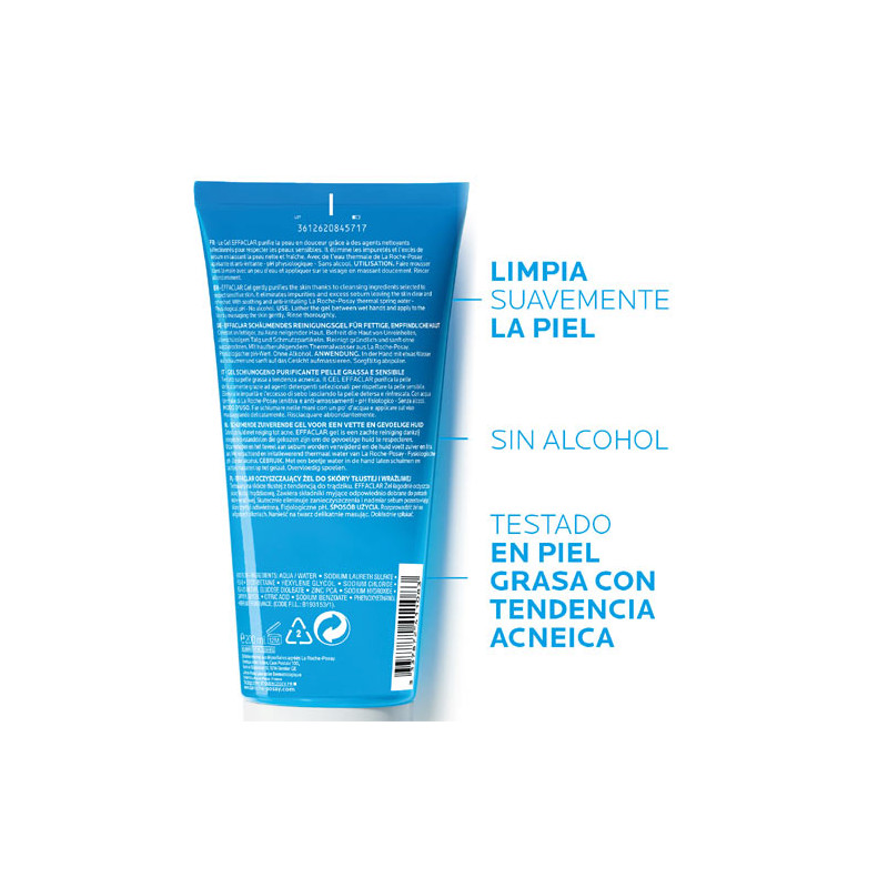 Effaclar Gel Limpiador Purificante 200 ml. La roche posay