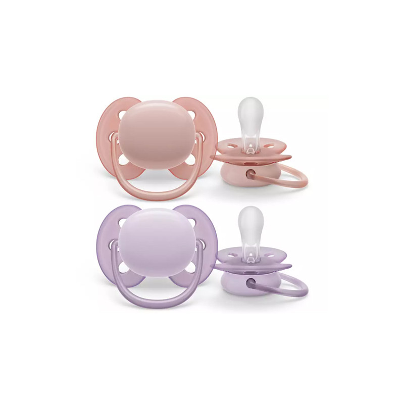 Avent Chupete Silicona Ultra Soft Rosa-Lila 0-6m 2 Uds