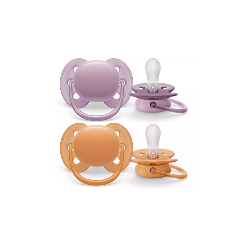Avent Chupete Silicona Ultra Soft Naranja-Lila 6-18m 2 Uds