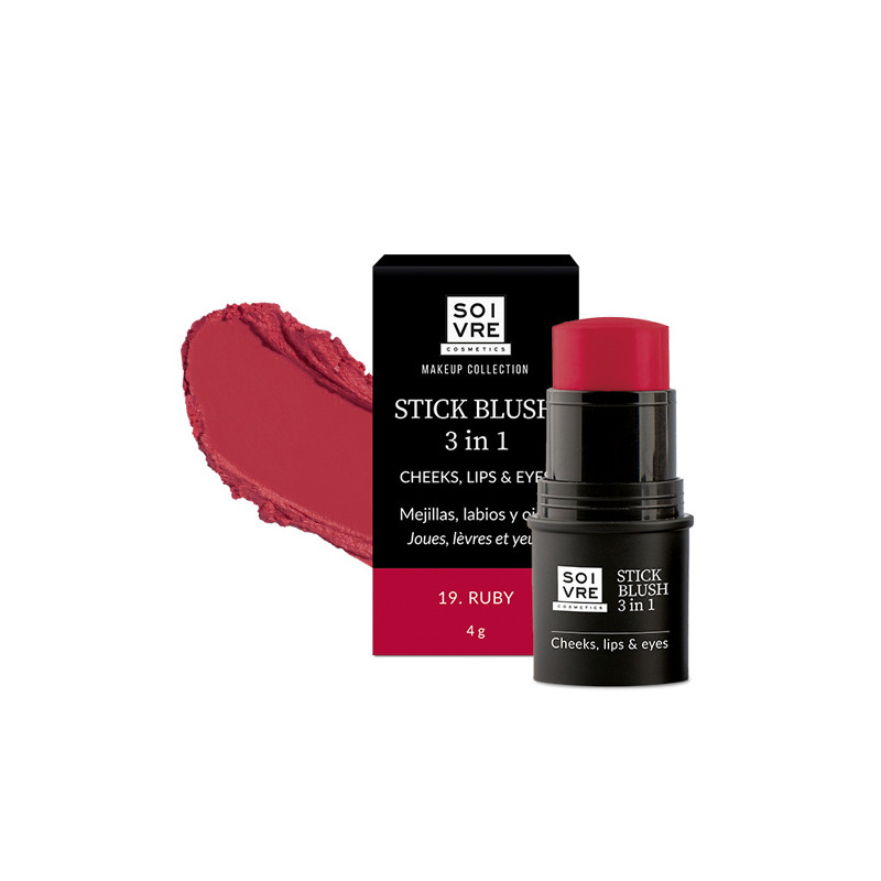 Soivre Stick Blush 3en1 Mejillas Labios Ojos 19-Ruby 4gr