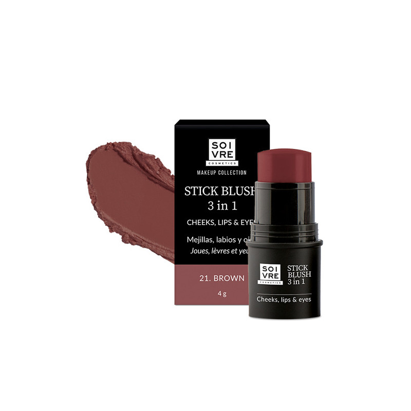 Soivre Stick Blush 3en1 Mejillas Labios Ojos 21-Brown 4gr