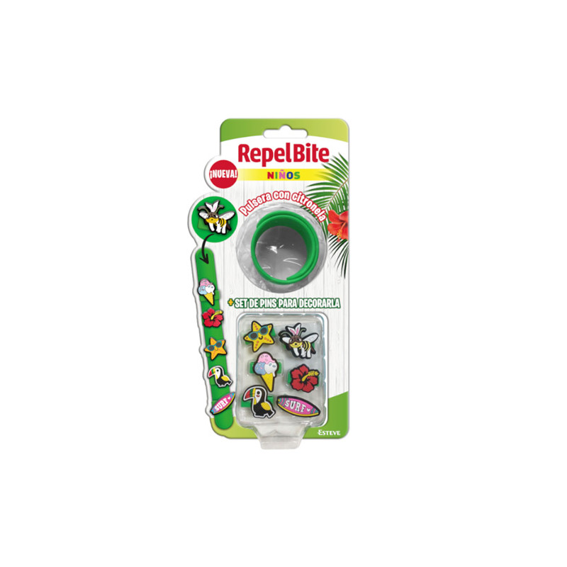 Repel Bite Niños Pulsera con Citronela + Set Pins Decoracion