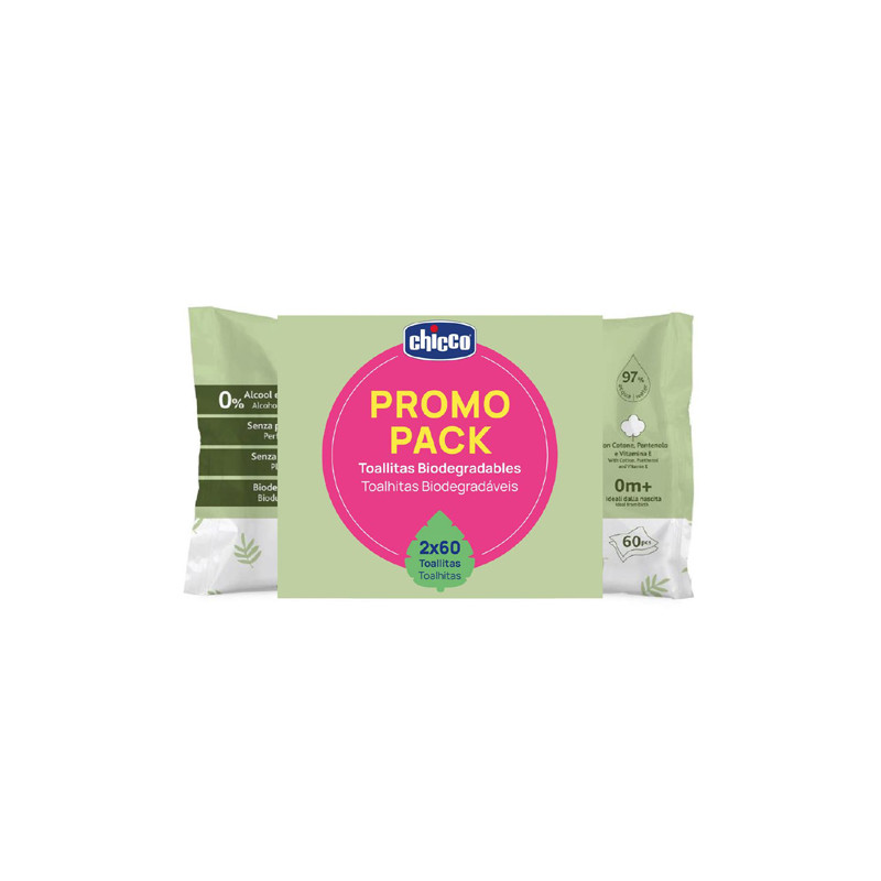Chicco Toallitas Biodegradables Duplo 2x60Uds