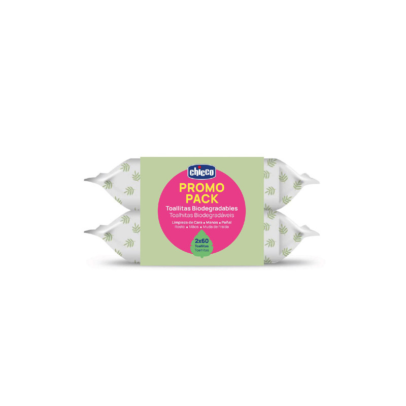 Chicco Toallitas Biodegradables Duplo 2x60Uds