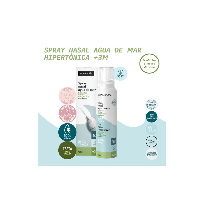 Suavinex Spray Nasal Agua de Mar Hipertonica 3m+ 120ml