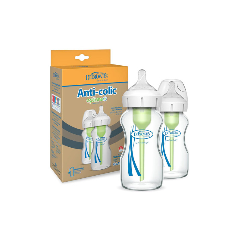 Dr Browns Anti-Colic Options+ Biberon Vidrio 270ml 2Uds