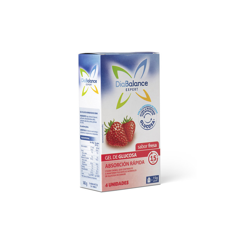DiaBalance Expert Gel de Glucosa Absorcion Rapida Fresa 4Uds