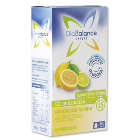 DiaBalance Expert Gel de Glucosa Absorcion Rapida Lima-Limon 4Uds
