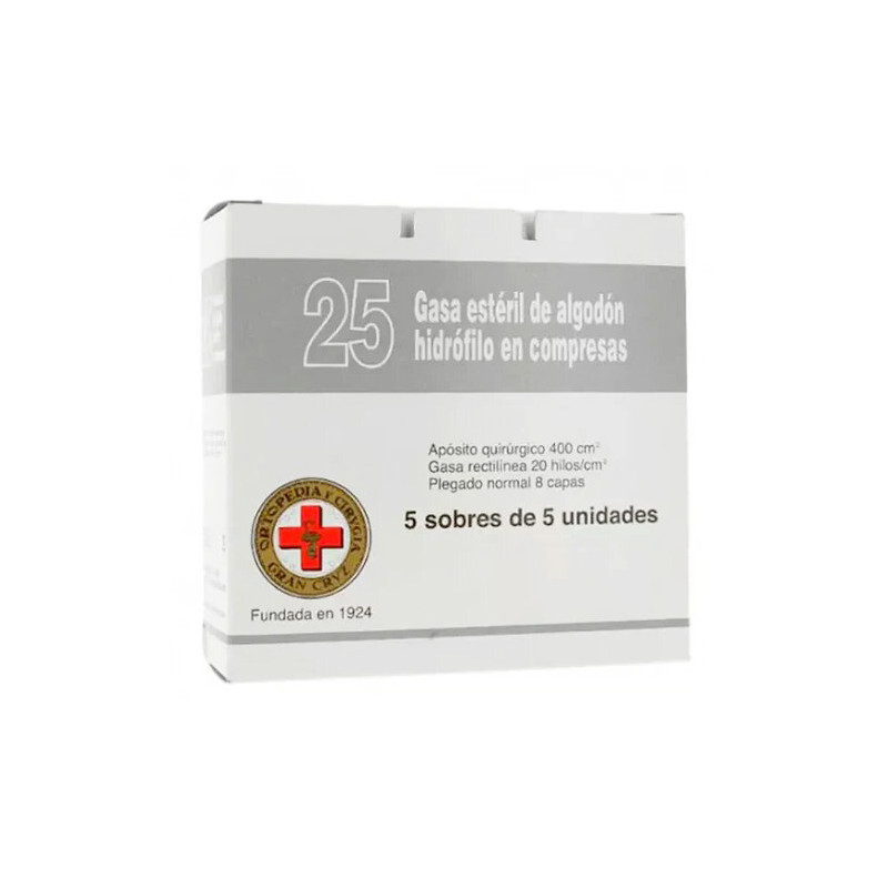 Gran Cruz Compresas Esteriles Algodon Hidrofilo 20x40cm 20Uds