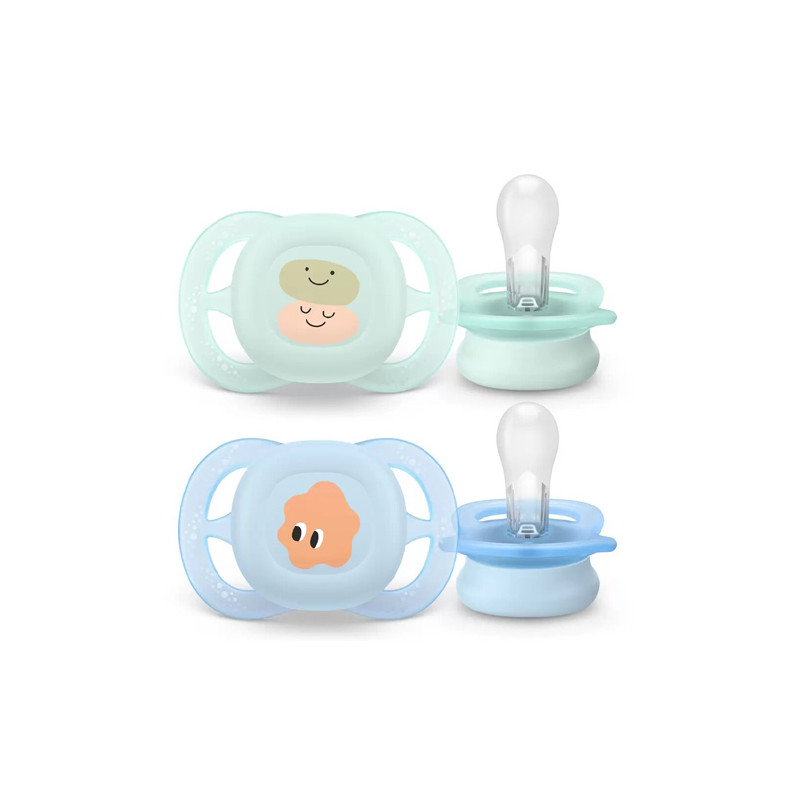 Avent Ultra Start Chupete Decorado Azul-Verde 0-2m 2Uds