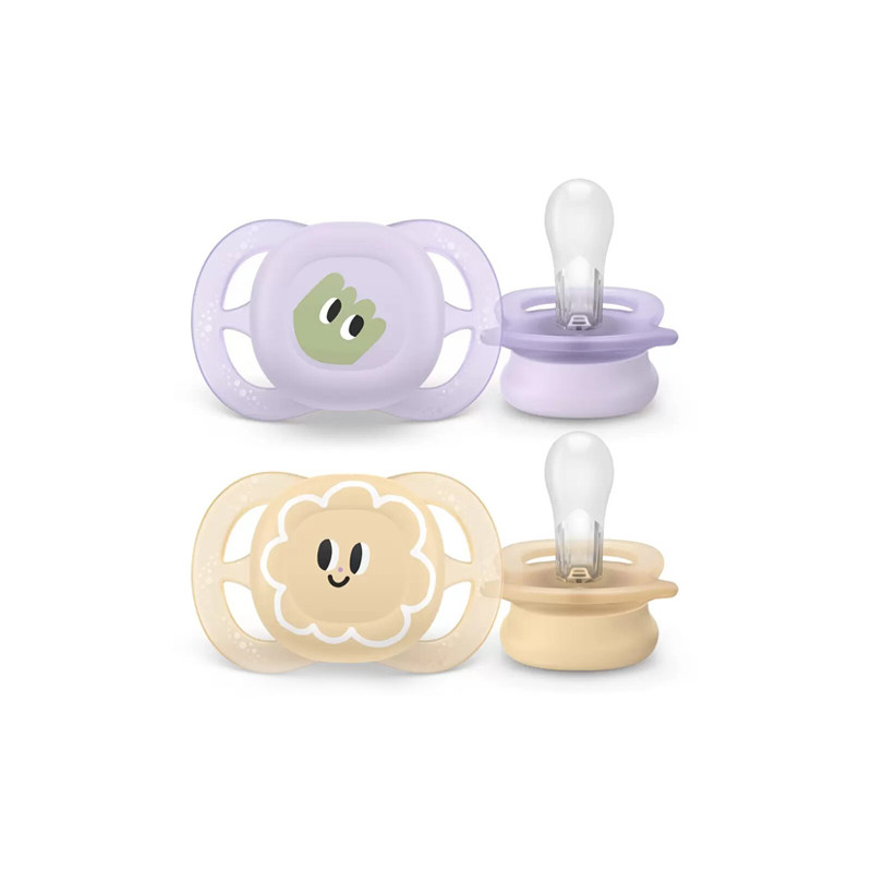 Avent Ultra Start Chupete Decorado Morado-Beige 0-2m 2Uds