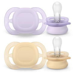 Avent Ultra Start Chupete Liso Morado-Beige 0-2m 2Uds