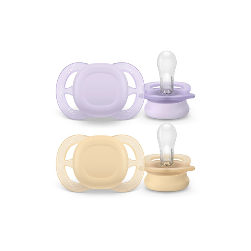Avent Ultra Start Chupete Liso Morado-Beige 0-2m 2Uds