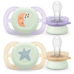 Avent Ultra Start Chupete Nocturno Morado-Beige 0-2m 2Uds