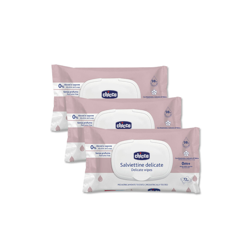 Chicco Toallitas Delicadas con Tapa Tripo 3x72Uds