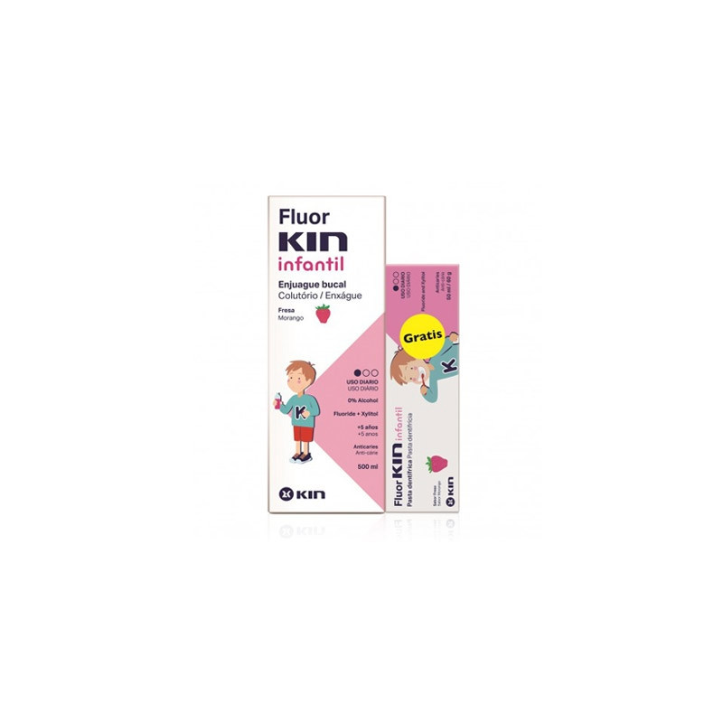 Fluorkin Infantil Enjuague Fresa 500ml + Pasta Dental 50ml