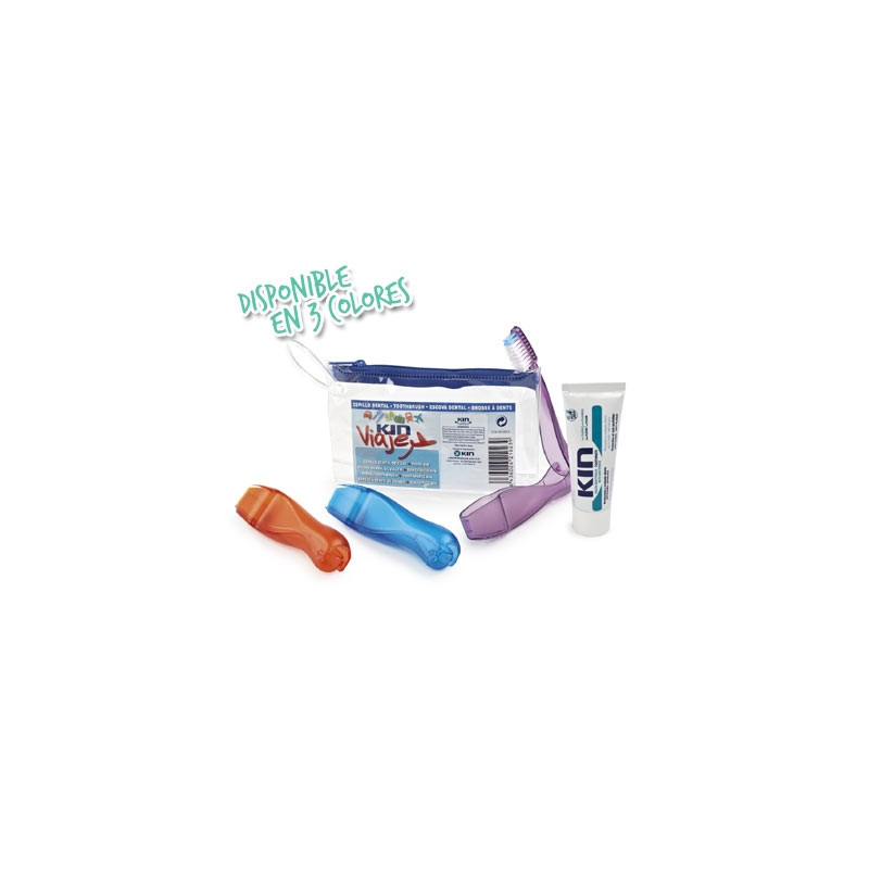 Kin Cepillo dental adulto viaje + pasta dental 25ml + neceser