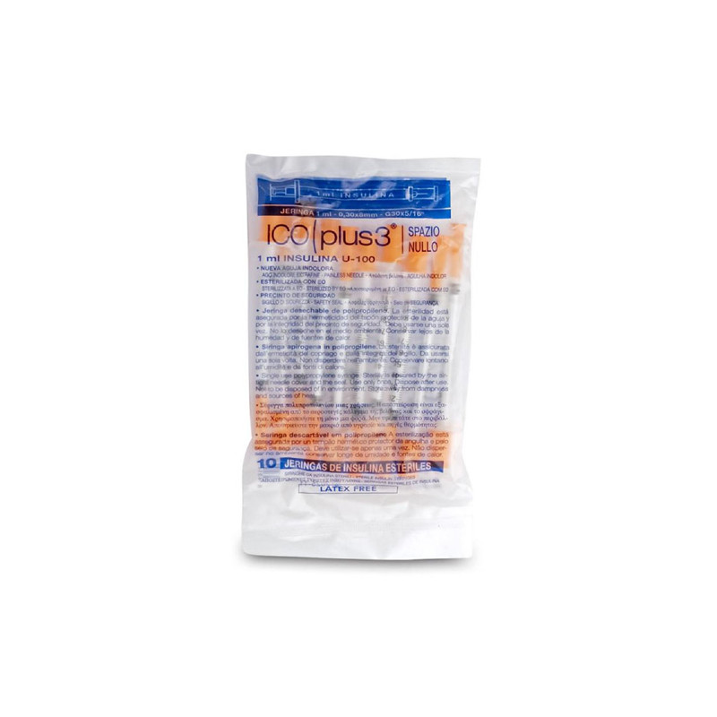 Ico Plus3 Jeringa Insulina 1ml 29gr 0,33x12mm Bolsa 10Uds