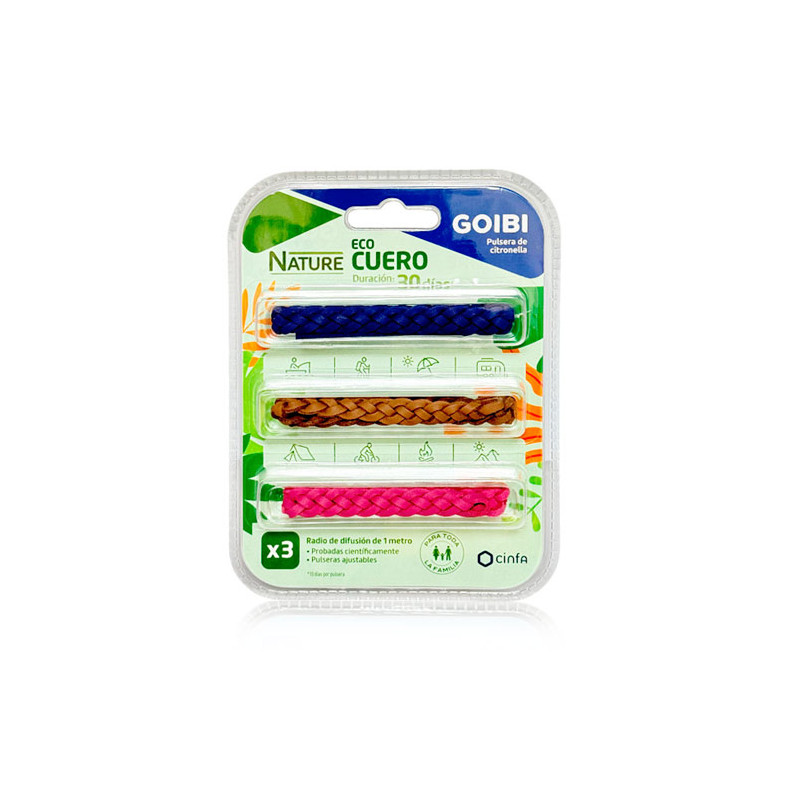 Goibi Nature Pulseras Citronela Eco Cuero 3Uds
