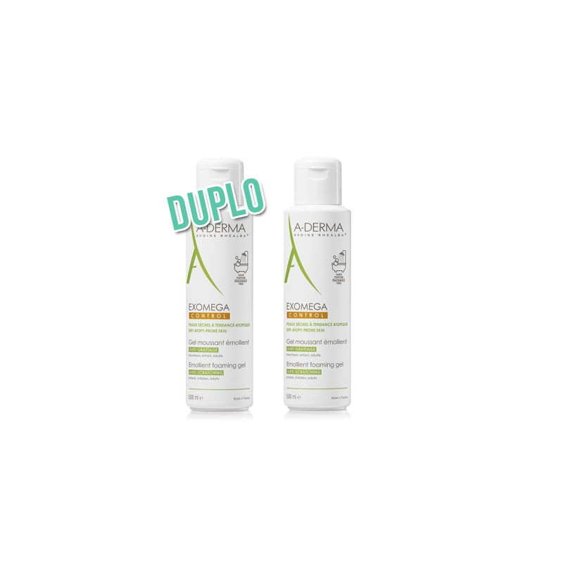 Aderma Exomega Control Gel Limpiador Emoliente Duplo 2x500ml