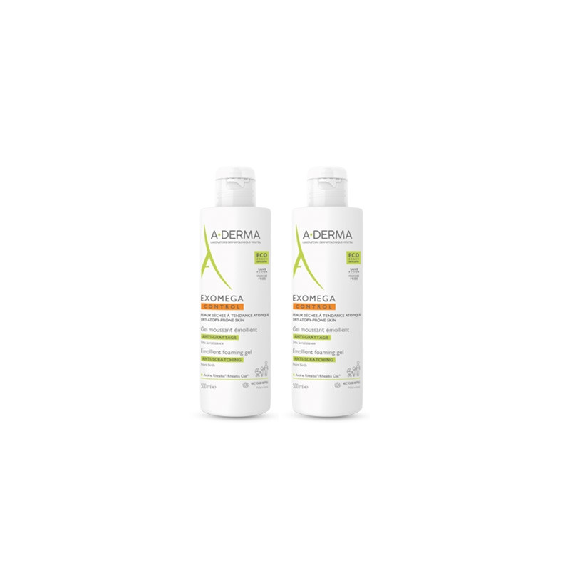 Aderma Exomega Control Gel Limpiador Emoliente Duplo 2x500ml
