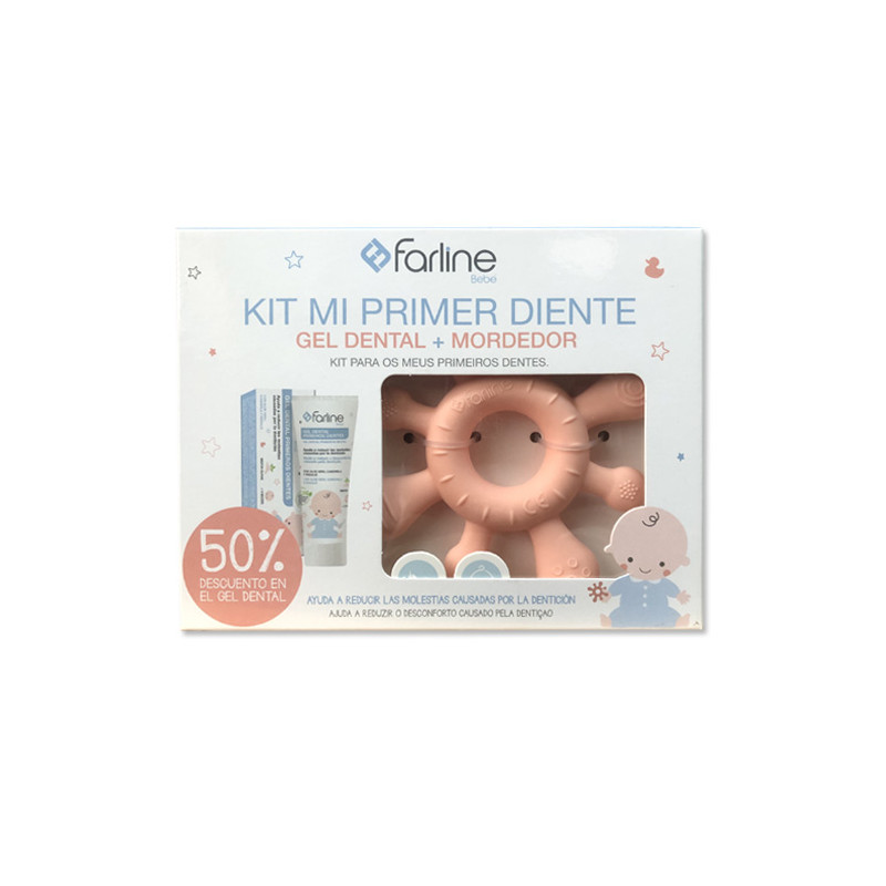 Farline Bebe Kit Primer Diente Gel Dental 50ml + Mordedor Rosa