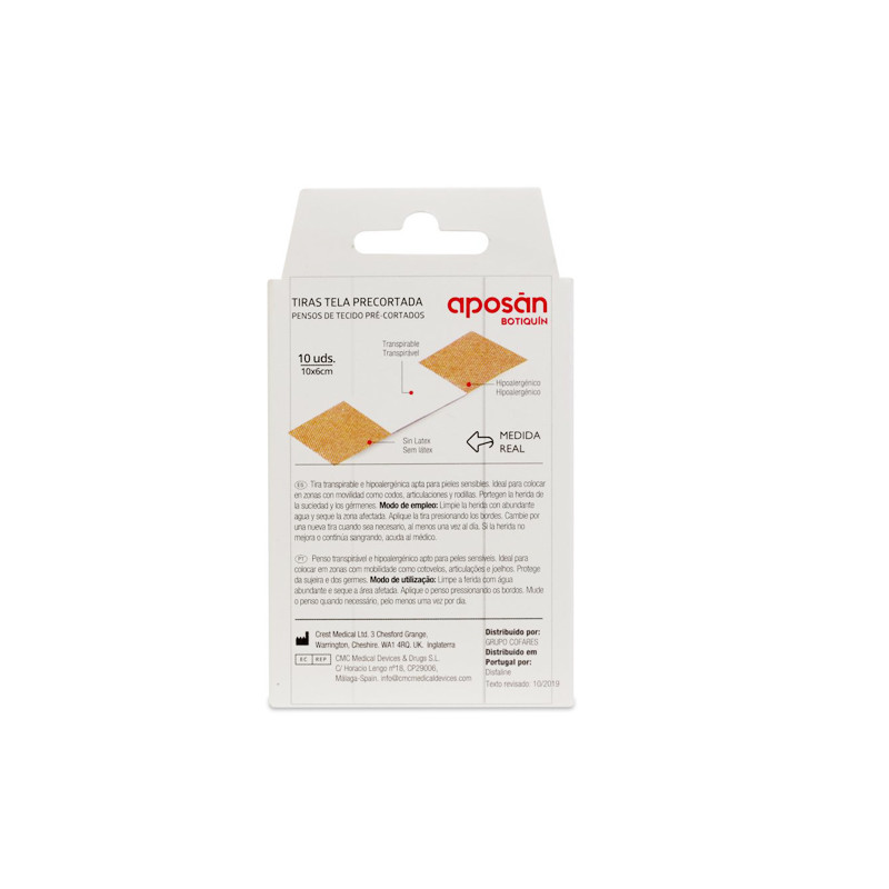 Aposan Botiquin Tiras Tela Precortada 10x6cm 10Uds