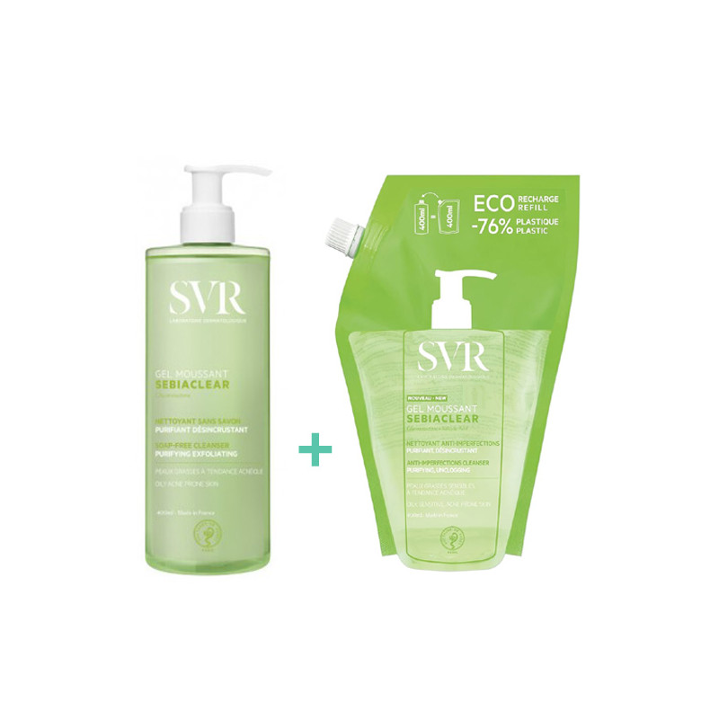 SVR Sebiaclear Gel Espuma Limpiadora 400ml + Recarga 400ml