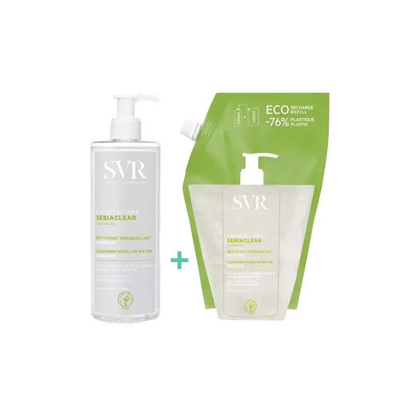 SVR Sebiaclear Agua Micelar Limpiadora 400ml + Recarga 400ml