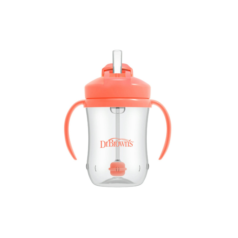 Dr Browns Vaso con Pajita Antiderrame Coral 6M+ 270ml