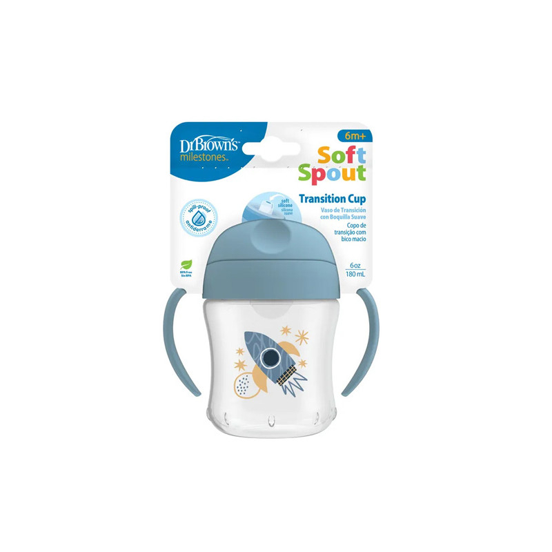 Dr Browns Vaso con Boquilla Antiderrame Azul 6M+ 180ml