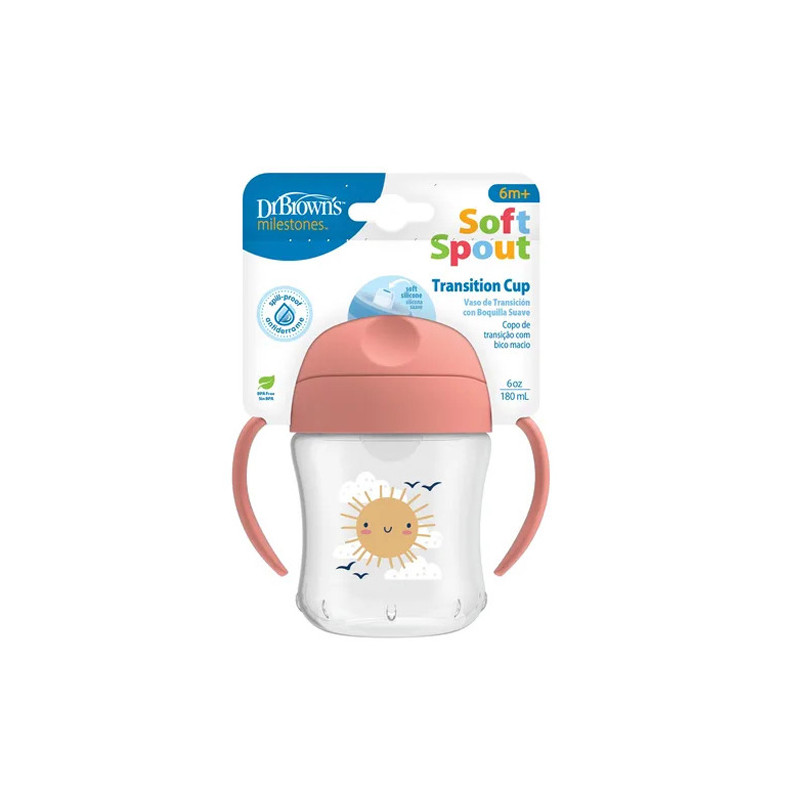 Dr Browns Vaso con Boquilla Antiderrame Rosa 6M+ 180ml