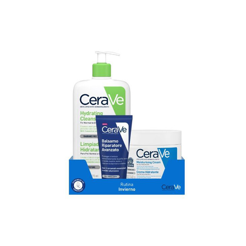 Cerave Limpiador 1l + Crema Hidratante 453gr + Balsamo 50ml