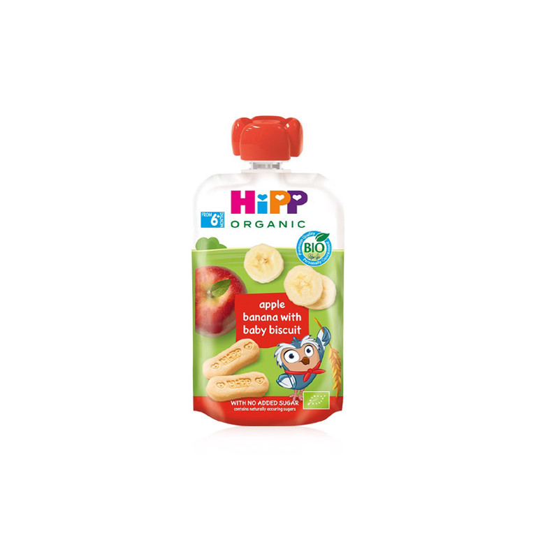 Hipp Pure Frutas Bio Manzana, Platano y Galleta 100gr