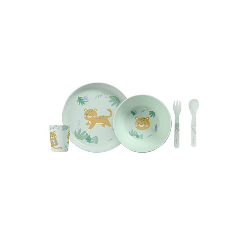 Saro Vajilla Jungle Cheetahs Verde Set 5 Piezas
