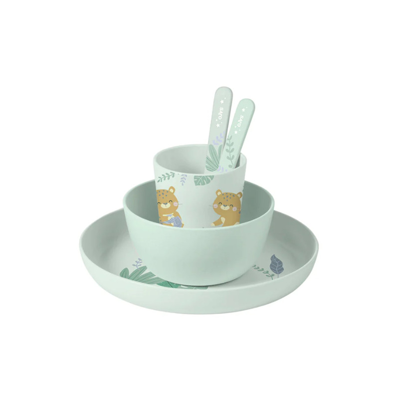Saro Vajilla Jungle Cheetahs Verde Set 5 Piezas