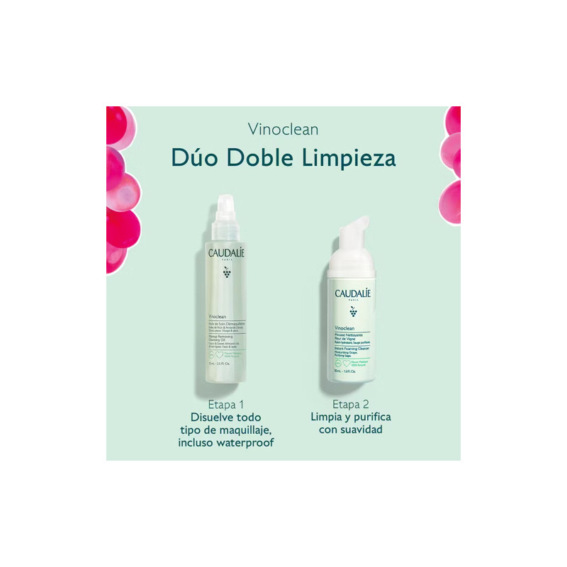 Caudalie Vinoclean Aceite Limpiador 75ml +Mousse Limpiadora 50ml