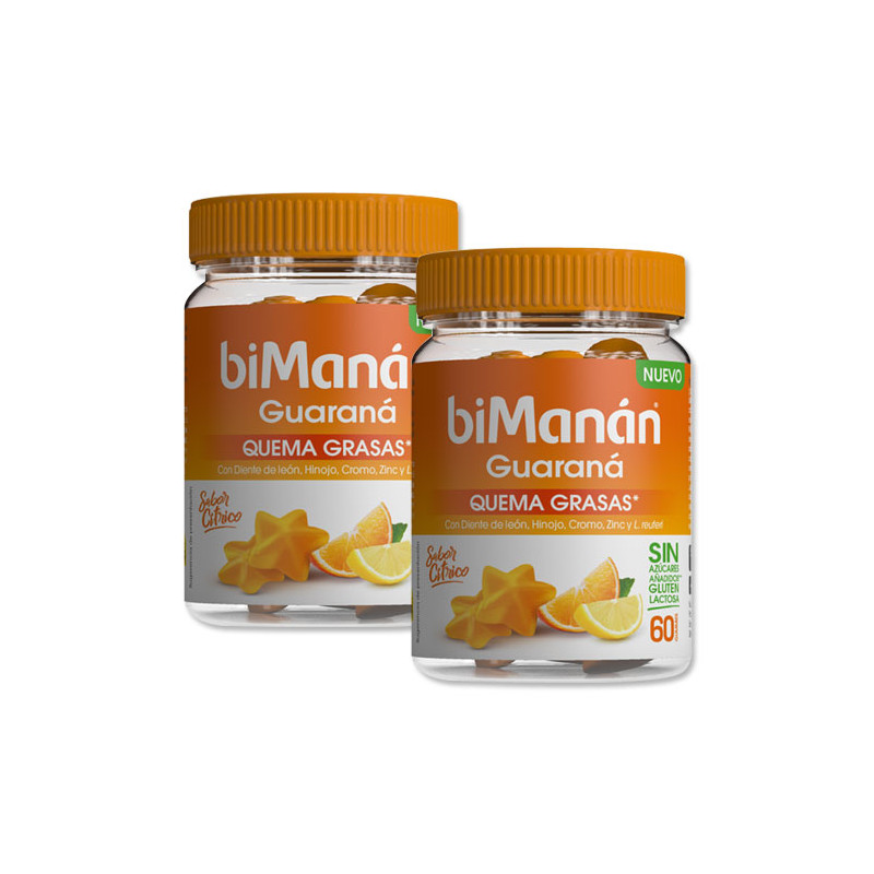 Bimanan Guarana Quemagrasas Sabor Citrico Duplo 2x60 Gummies