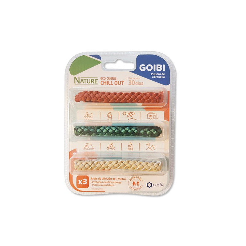 Goibi Nature Pulsera Citronela Eco Cuero Chill Out 3Uds