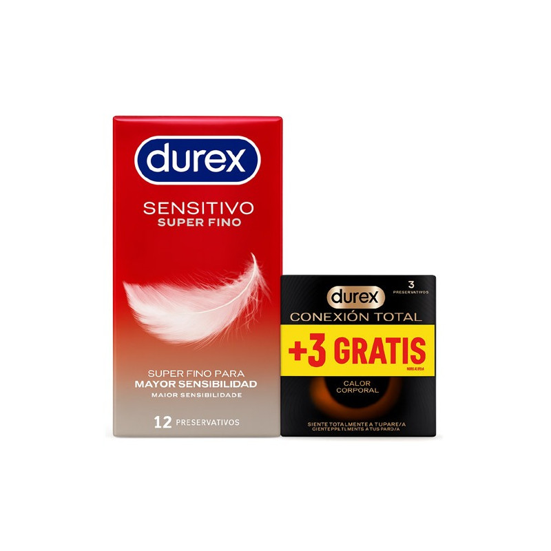 Durex Preservativo Sensitivo Super Fino 12Uds+Conexion Total 3Uds