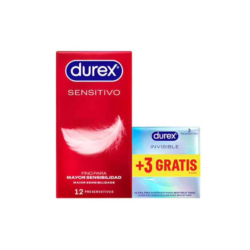 Durex Preservativo Sensitivo Suave 12Uds + Invisible 3Uds