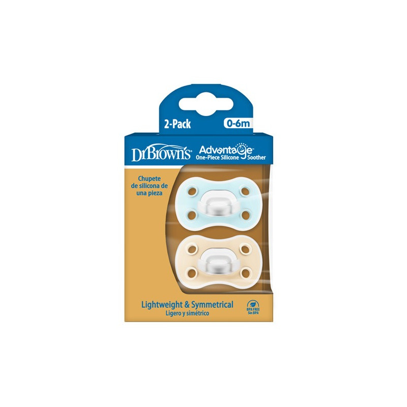 Dr Browns Advantage Chupete Silicona Azul-Crema 0-6m 2Uds