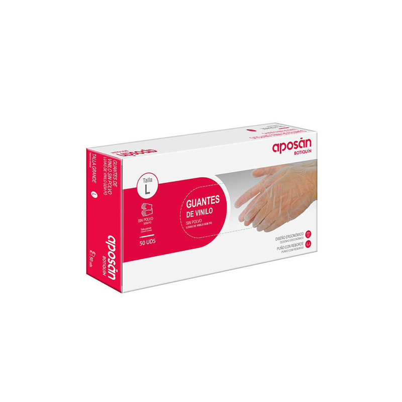 Aposan Botiquin Guantes de Vinilo Talla L 50Uds