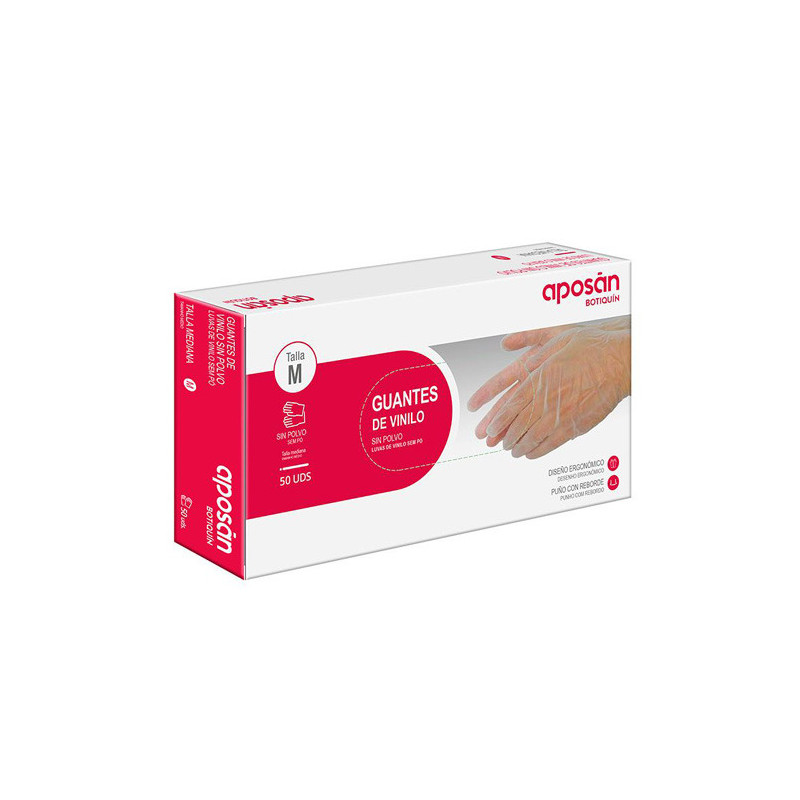 Aposan Botiquin Guantes de Vinilo Talla M 50Uds