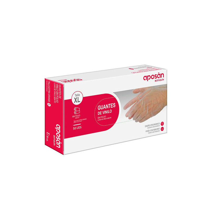 Aposan Botiquin Guantes de Vinilo Talla XL 50Uds