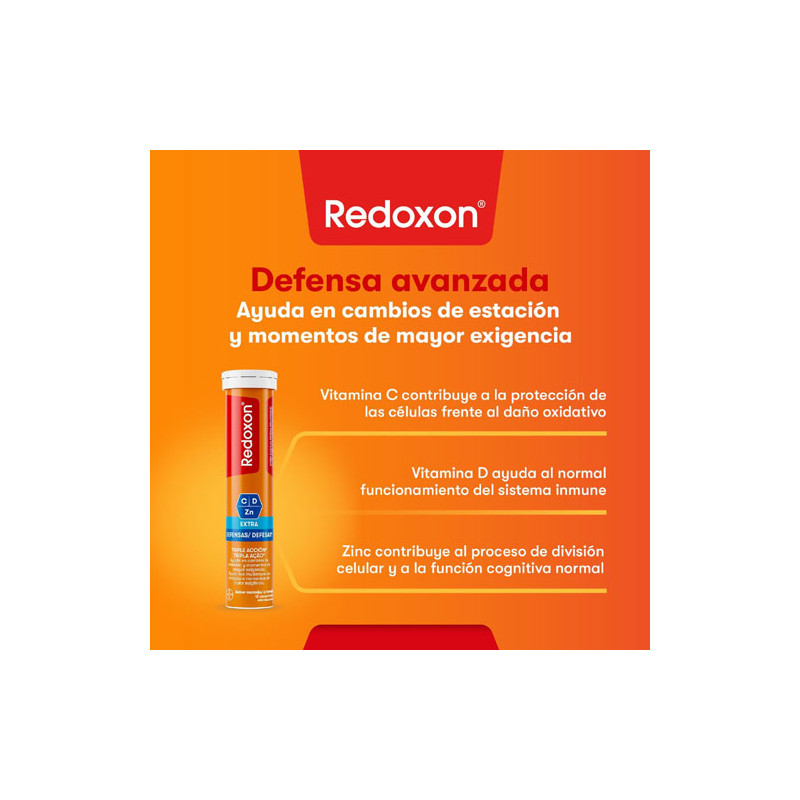 Redoxon Extra Defensas Vitamina C, D y Zinc 15 Comp Efervescentes - Farmacia en Casa Online