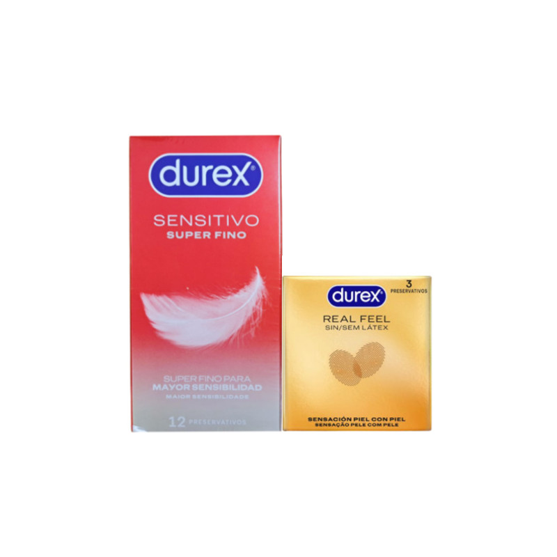 Durex Preservativo Sensitivo Contacto 12 uds + Real Feel 3 Uds - Farmacia en Casa Online