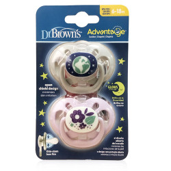 Dr Browns Advantage Chupete Silicona Nocturno T2 6-18m 2Uds - Farmacia en Casa Online