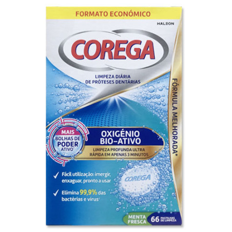 Corega Oxigeno Bio-Activo Tabletas Limpiadoras 66Uds - Farmacia en Casa Online